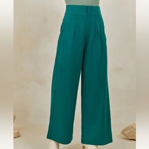 Veiled Collection High Rise Wide Leg Trousers - Teal